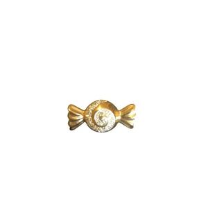 Gold Tone Candy Bow  Brooch Pin With Rhinestones